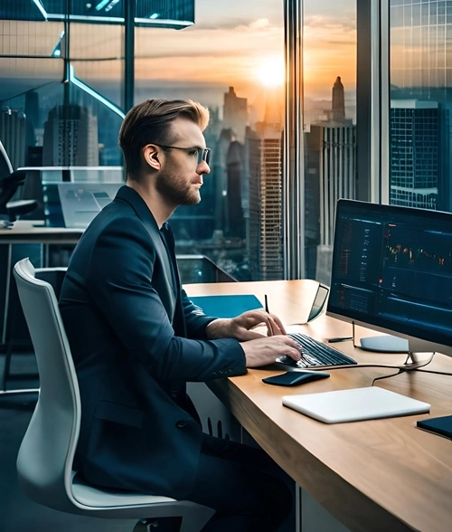 Un trader enviando criptomonedas en línea