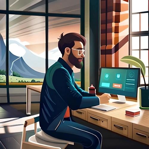 Un trader sentado frente a su computadora portátil